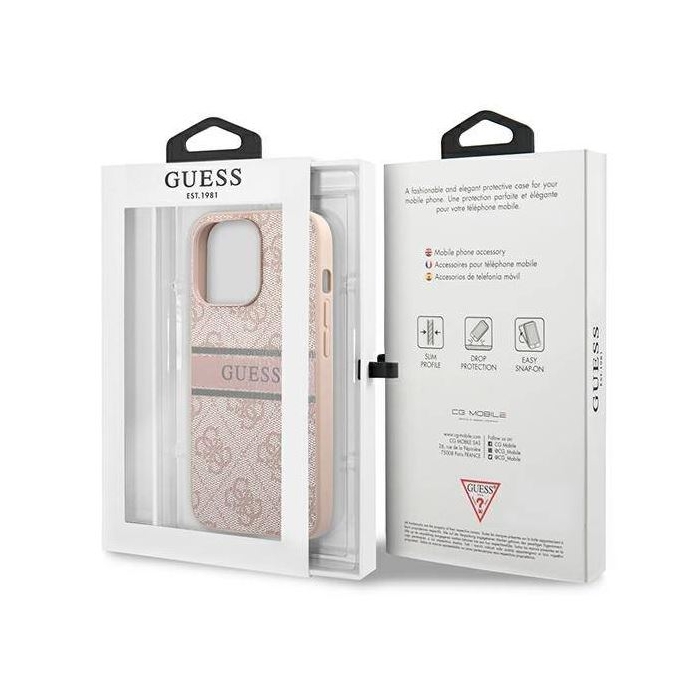 Capa Iphone 13 Pro GUESS Hard Case GUHCP13L4GDPI Stripe Pink