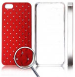 Capa Protetora Iphone 5, Iphone 5S Vermelha com Brilhantes (ZIRCONIA)