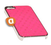 Capa Protetora Diamond Cromada Iphone 5, Iphone 5S Rosa com Brilhantes