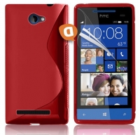 Capa em Silicone  S-CASE  HTC 8S Vermelha Transparente