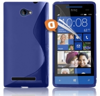 Capa em Silicone  S-CASE  HTC 8S Azul Transparente