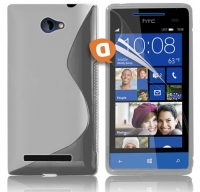 Capa em Silicone  S-CASE  HTC 8S Branca Transparente