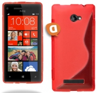 Capa em Silicone  S-CASE  HTC 8X VermelhoTransparente