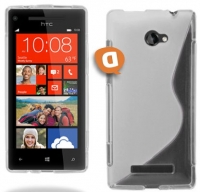 Capa em Silicone  S-CASE  HTC 8X Branca Transparente