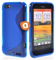 Capa em Silicone  S-CASE  HTC ONE V Azul Transparente