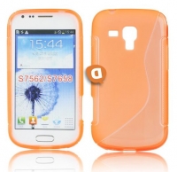 Capa em Silicone  S-CASE  Samsung S7560 Trend, S7562 Galaxy S DUOS Laranja Transparente