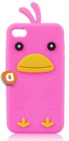 Capa Silicone 3D Iphone 4, Iphone 4S Rosa (Pássaro)