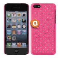 Capa Protetora Diamond Iphone 5C Rosa com Brilhantes