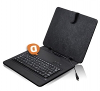 Capa Protetora Flip Book para Tablet 10  Preta com Teclado Micro/Mini Usb