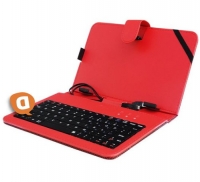 Capa Protetora Flip Book para Tablet 7  Vermelha com Teclado Micro/Mini Usb