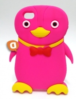 Capa Silicone 3D Iphone 5, Iphone 5S Rosa (Pinguim M)