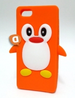Capa Silicone 3D Iphone 5, Iphone 5S Laranja (Pinguim F)