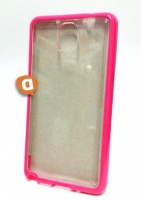 Capa Silicone  Acrilica Transparente  Samsung N7100 Galaxy Note 2 com Aro Rosa