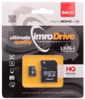 Cartão de Memória Micro Usb com Adaptador SD IMRO 64GB Class 10 em Blister