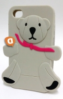 Capa Silicone 3D Samsung Galaxy S5 Beje (Urso com Laço Vermelho)