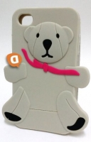Capa Silicone 3D Samsung N9005  Note 3 Beje (Urso com Laço Vermelho)