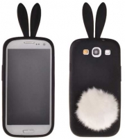 Capa Silicone (3D RABBIT) Iphone 4, Iphone 4S Preto