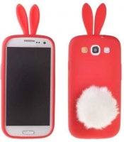 Capa Silicone (3D RABBIT) Iphone 5, Iphone 5S Vermelho
