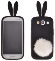 Capa Silicone (3D RABBIT) Samsung i9505, i9500 Galaxy S4 Preto