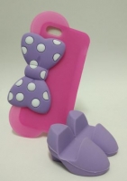 Capa Silicone  Laço Lilás Mini 3D  Iphone 5, Iphone 5S Rosa