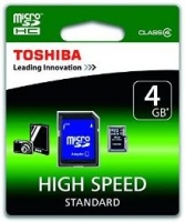 Cartão de Memória 4GB Toshiba MicroSDHC Class4 com Adaptador SD em Blister