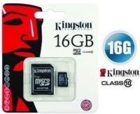 Cartão de Memória 16GB Kingston MicroSDHC CLASS10 com Adaptador SD em Blister