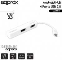 Android Hub 4 Ports Usb 2.0 Approx Branco