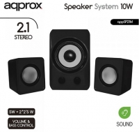 Mini Colunas PC/Smartphone APPROX 2.1 Stereo 10W Pretas (appSP21M)