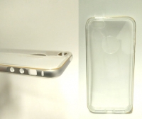 Bumper (Aro) Protetor com Traseira em Silicone Transparente Iphone 5, Iphone 5S Cinza em Blister
