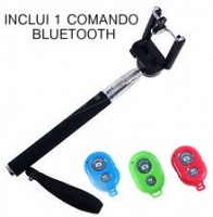 Monopod Extensivel Preto com Comando Bluetooth Colorido