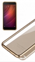 Capa Xiaomi Redmi Note 4, Redmi Note 4X Silicone Transparente com Bumper Dourado