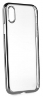 Capa Iphone X, Iphone XS Silicone Transparente com Bumper Espelhado Prata