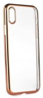 Capa Iphone X, Iphone XS Silicone Transparente com Bumper Espelhado Rosa Dourado