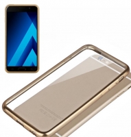 Capa Samsung A5 2017, Samsung A520 Silicone Transparente com Bumper Dourado