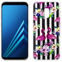 Capa Samsung A8 2018, Samsung A5 2018 Silicone  Flamingos 
