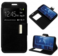 Capa Meizu M3 Note Flip Book com Janela Preto em Bulk