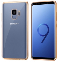 Capa Samsung Galaxy S9 (Samsung G960) Transparente com Bumper Espelhado Dourado