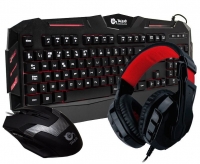 Kit Gaming Teclado + Rato + Headphones com Fio Talius Preto