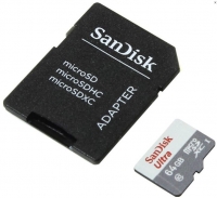 Cartão de Memória 64GB Class 10 SandiskMicroSDXC UHS-I com Adaptador em Blister
