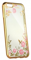 Capa Samsung Galaxy A6 (Samsung A600) Silicone Fashion  Diamond  Dourado Transparente