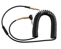 Cabo Auxiliar Audio 3.5mm - 3.5mm 2metros com Controlador Hoco Spring UPA02 Preto em Blister