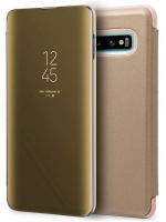 Capa Samsung Galaxy S10 Plus (Samsung G975) Flip Book Clear View Dourado Compativel