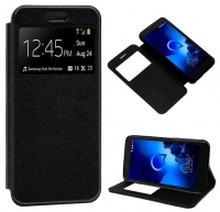 Capa Alcatel 1C 2019 Flip Book com Janela Preto