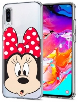 Capa Samsung Galaxy A50, Samsung Galaxy A30s,  Minnie  Vermelho Licenciada Silicone em Blister