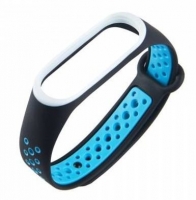 Bracelete Xiaomi Mi band 3, Mi band 4 Silicone Preto/Azul