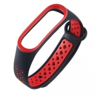 Bracelete Xiaomi Mi band 3, Mi band 4 Silicone Preto/Vermelho