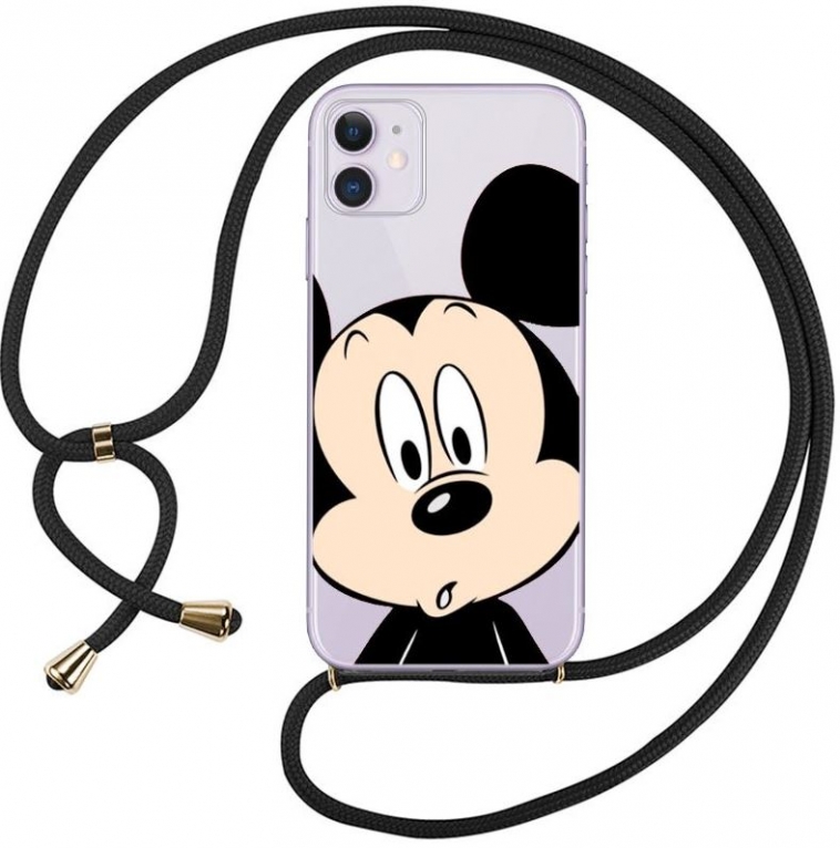 Capa Iphone 11 Disney  Mickey  Licenciada Silicone com Cordão em Blister