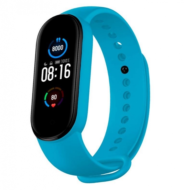 Bracelete Xiaomi Mi Band 5 Silicone Azul Claro