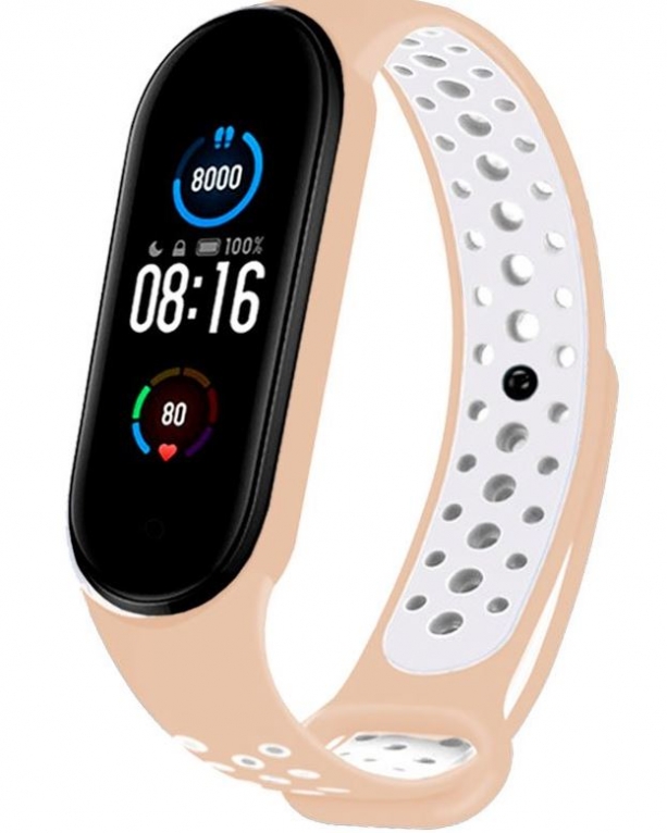 Bracelete Xiaomi Mi Band 5 Silicone Sport Rosa/Branco