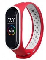 Bracelete Xiaomi Mi band 3, Mi band 4 Silicone Vermelho/Branco